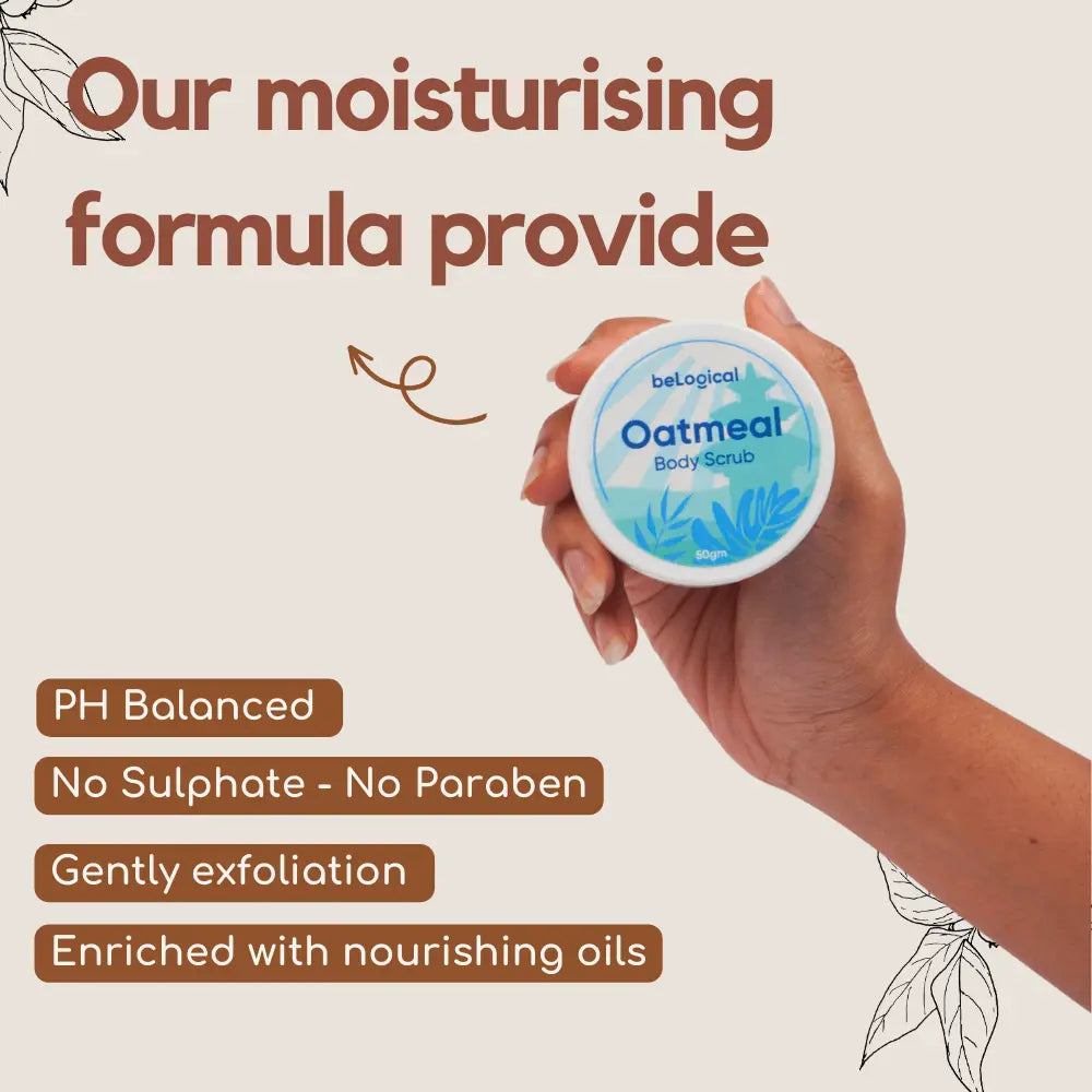 beLogical's Oatmeal Body Scrub | Moisturizing | Gentle and Smooth | Sensitive Skin Exfoliator | 50g My Store 