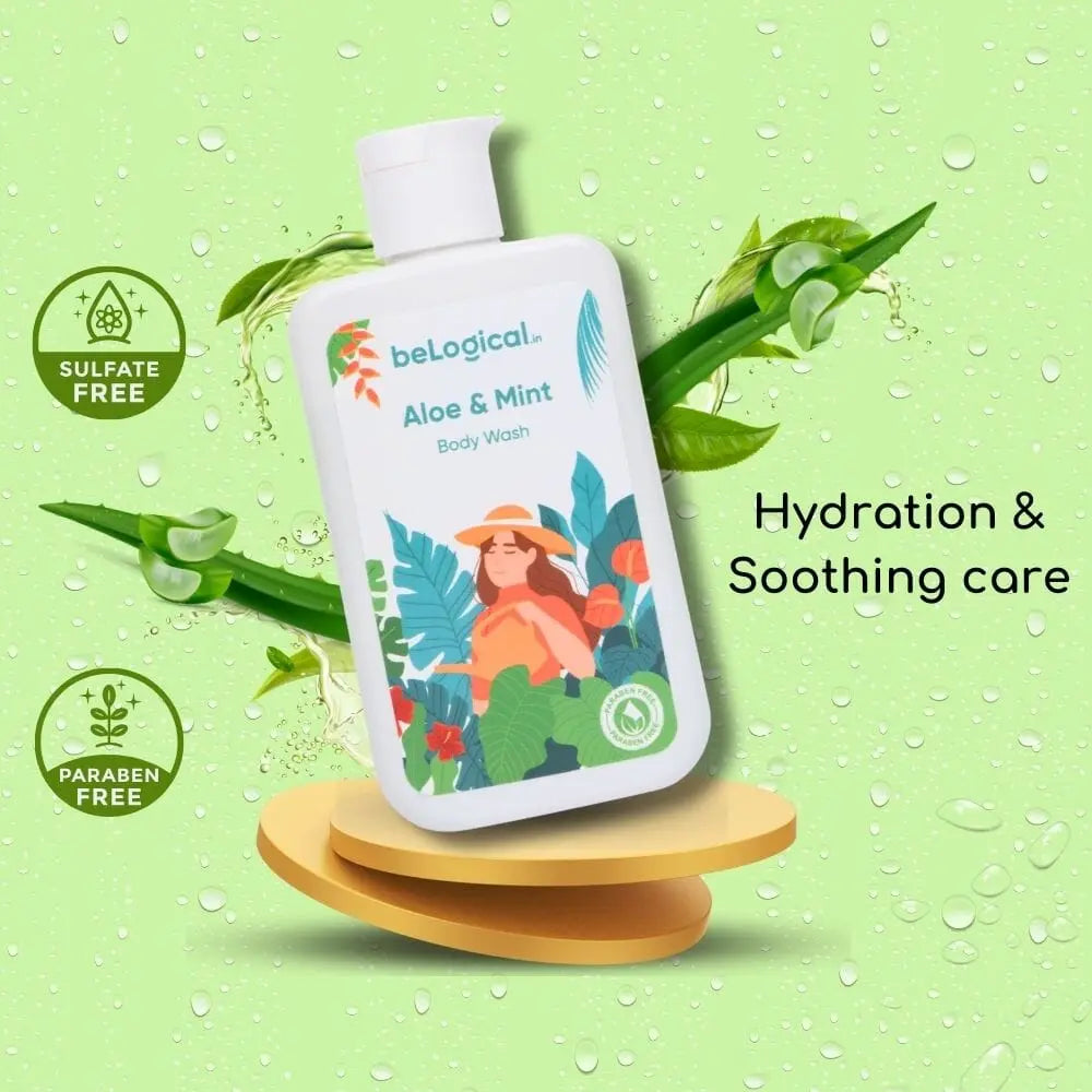 beLogical's Aloe & Mint Body Wash | Refreshing & Hydrating | Cooling effect | Daily use wash | 225ml beLogical Wellness 