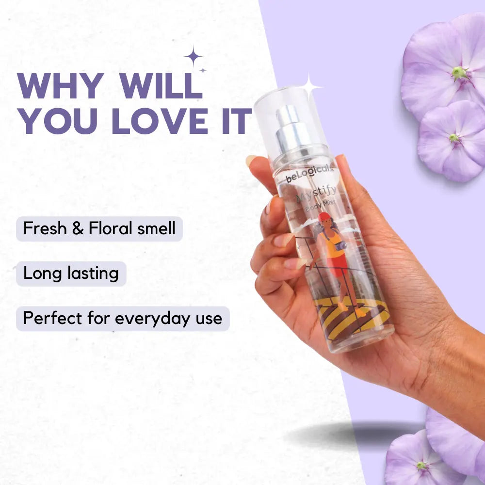 beLogical's Mystify Body Mist | Fresh & Floral Fragrance | Long-Lasting Fragrance | Body Mist | 100ml belogical