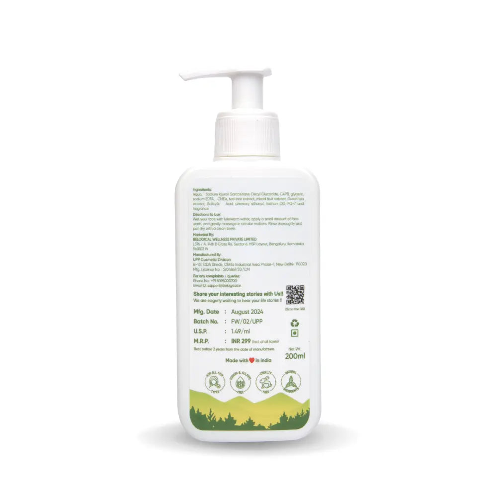 Face Wash - beLogical's 2% Salicylic + Green Tea Face Wash Gel | Acne Treatment | Oil Control | Pore-clearing | 200ml belogical