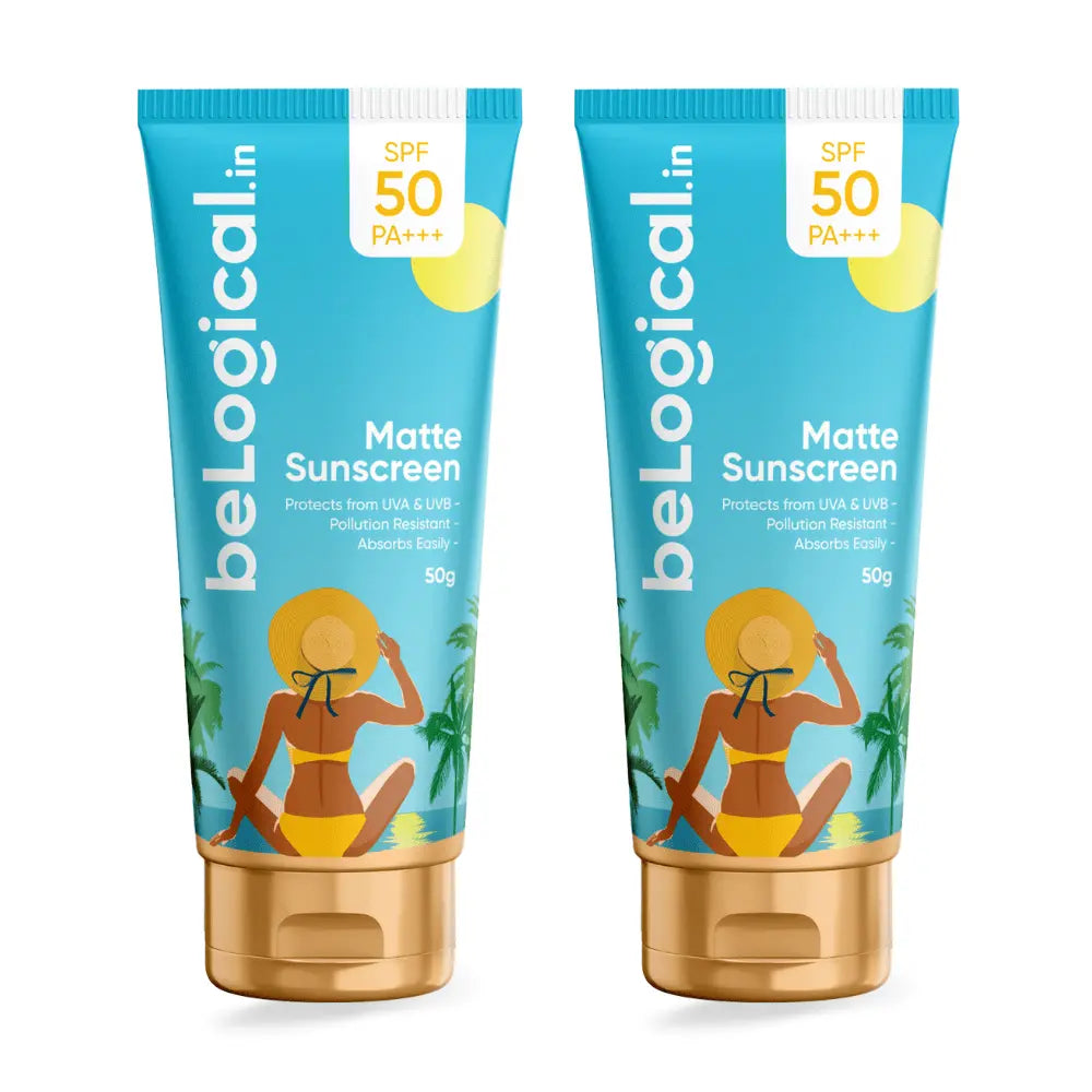 beLogical's Matte Sunscreen | SPF 50+++| Lightweight | Non-Greasy | Zero White Cast | 50g beLogical Wellness Pack of 2 